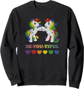 Толстовка My Little Pony Retro Unicorns Be-You-Tiful Rainbow Hearts, черный