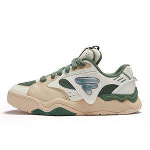 Низкие женские скейтерские кроссовки бело-зеленые FILA FUSION