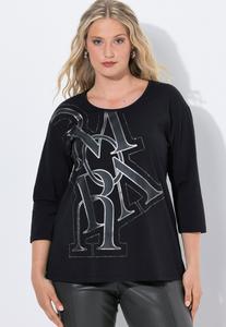 Топ Ulla Popken UPMV LETTER GRAPHIC 3/4 SLEEVE , Black