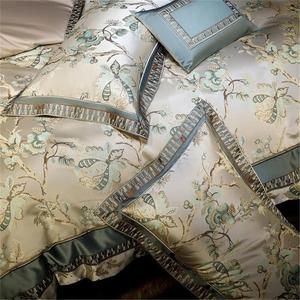 YUSIWOAL Комплект постельного белья из сатина египетского хлопка с элегантным жаккардовым ботаническим цветочным рисунком One Color