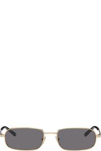 Золотые прямоугольные солнцезащитные очки Gucci