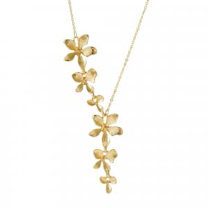 Позолоченное ожерелье с каплями лепестков Adornia, золотой