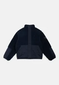 Стеганая куртка-бомбер свободного кроя из плюшевого флиса. Tommy Hilfiger, Dark Night Navy