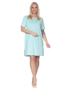 Ночная рубашка с короткими рукавами, летний образ, размер 125 214 90 552, цвет светло-бирюзовый NORMANN
