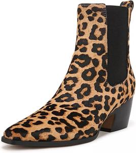 Женские ботильоны YDN с острым носком, на низком массивном каблуке, ботинки Челси, стильные зимние и осенние повседневные туфли, размер 4-16 US, Leopard