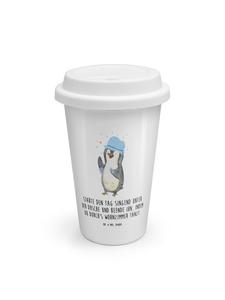 Mr. & Mrs. Panda Термокружка с изображением пингвина и надписью «Душ» белого цвета