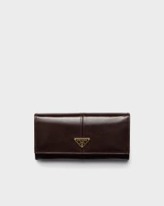 Большой кожаный кошелек Prada, коричневый