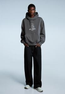 Худи Bershka PRINTED, Mottled Dark Grey