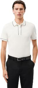 Мужская поло-рубашка с отворотом и окантовкой в тон ткани Lacoste, светло-бежевый