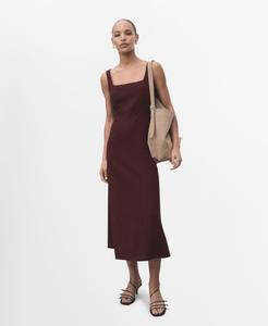 Женское миди-платье с декоративной строчкой MANGO, Maroon