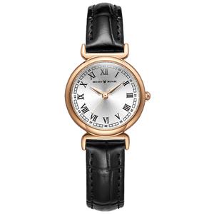 Disney Часы Quartz Movement Genuine Leather Strap Watch Women's Watch White Dial, Elegant Black