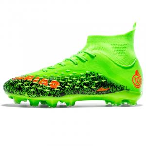 Kuding Футбольные бутсы унисекс мид-топ бело-черно-зелено-аква-зеленые с длинными шипами, цвет Green Long Stud