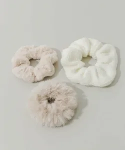 Вязаные меховые резинки для волос, набор из 3 штук Smelly, цвет Beige And Other Colors