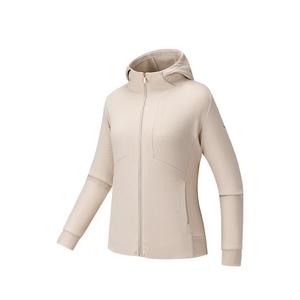 Длинный рукав, вязаная ткань, спортивная футболка Women's ANTA, White Tea Color-6