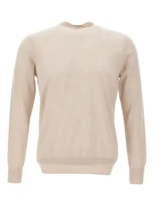 Свитер с круглым вырезом и ребристыми манжетами Paolo Pecora, нейтральный