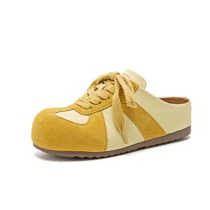 Женские сандалии с закрытым носком, резиновой подошвой, устойчивой к истиранию, с прошивкой и запахом VAEL, Yellow