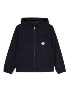 Moncler Enfant куртка с капюшоном и логотипом, синий