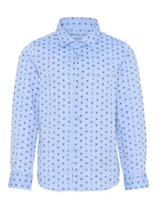 Рубашка с длинными рукавами и цветочным принтом Trussardi Junior, синий