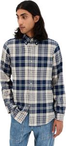 POLO RALPH LAUREN Мужская фланелевая рубашка Brushed, Off White/Navy