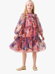 Детское платье с длинными рукавами и цветочным принтом из сетчатой ткани Angel & Rocket, Multi