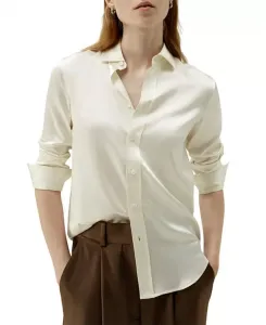 Шелковая рубашка, сшитая на заказ Lilysilk, белый