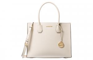 Сумка-баул Mercer Pebble из кожи, сумка через плечо, кроссбоди, женская сумка-тубус кремового цвета MICHAEL KORS