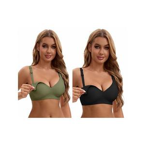 2 упаковки бюстгальтера для кормления без косточек с передней застежкой Inspire Chic, Green Black