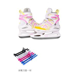 HEAD Детские коньки для фигурного катания для начинающих, регулируемые, для девочек, розово-белые, с чехлами, размер S (26-31)