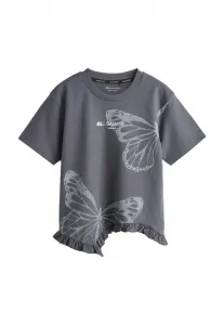 Футболка стандартного кроя, асимметричный низ, круглый вырез, принт Smallsaints, Charcoal Grey