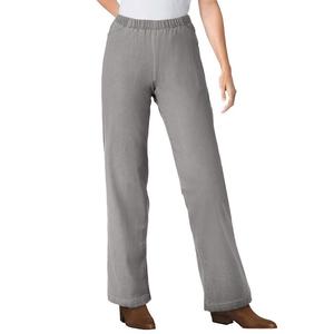 Женщина в женских джинсах Fineline больших размеров с высокими широкими штанинами Woman Within, цвет Grey Denim