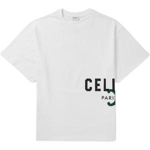 CELINE Футболка мужская белая с круглым вырезом Moderate