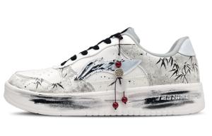 LINING Мужские низкие кеды для скейтбординга с противоскользящей подошвой, амортизацией и устойчивостью к истиранию, цвет black white