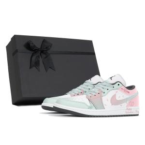 Jordan Кроссовки Air 1 устойчивые к истиранию низкие винтажные баскетбольные Unisex Green Pink