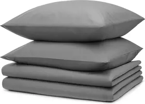 Комплект постельного белья 2 шт. 135x200 см + 2 наволочки 80x80 см - простыни из микрофибры 135x200 см - комплект постельного белья из 4 предметов, серый Blumtal