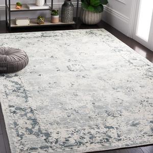 Ковер SAFAVIEH, 183 x 275 см, коллекции Mirage - Grey & Teal, современный вискозный дизайн, идеален для помещений с высокой проходимостью в гостиной, спальне (MIR975F)