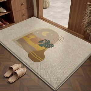 Dajiang Ковер 120х120 см для прихожей, грязеотталкивающий, с рисунком "Лунный свет и растения", не требует стирки