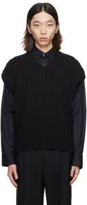 Черный жилет с v-образным вырезом Wooyoungmi