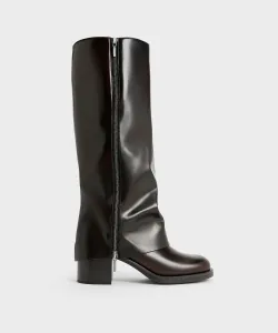 Высокие сапоги Луиза с боковой молнией Charles & Keith, цвет Darkbrown