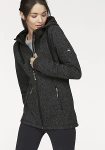 Куртка флисовая вязаная Polarino, с капюшоном, теплоизоляционная, дышащая, антрацит