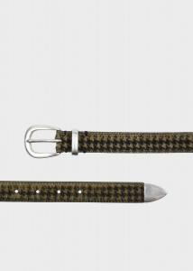 Ремень из кожи с узором «гусиная лапка».