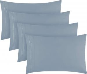 Mellanni Наволочки 51x102 см, комплект 4 предмета, роскошные, мягкие, охлаждающие, устойчивые к смятию, выцветанию и пятнам, цвет синий гортензия