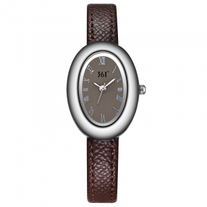 Часы женские с кварцевым механизмом, кожаным ремешком и кофейным циферблатом 361°, 622537920-1 коричневый