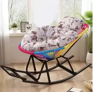 Yu Senyi Кресло-качалка из ротанга для взрослых с подушкой brown floral pure cotton