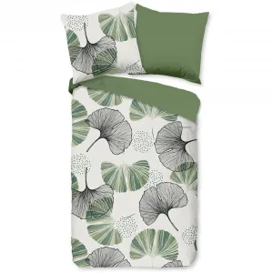 Двустороннее постельное белье «доброе утро» Gigi, хлопок, 135х200, молния, двусторонний вид, листья, простой, зеленый Good Morning