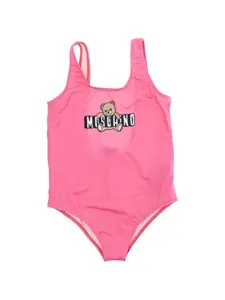 Купальник с принтом медведя Moschino Kids, розовый
