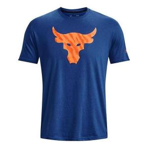 Футболка project rock brahma bull short sleeve t-shirt 'blue orange' Under Armour, синий
