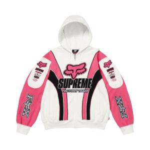 Толстовка Supreme x Fox Racing Zip Up Hooded Sweatshirt 'White'