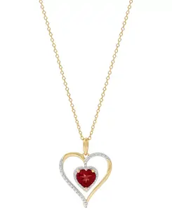 Ожерелье с подвеской в форме сердца из стерлингового серебра 14 карат с драгоценными камнями и бриллиантами, украшенное бриллиантами Macy'S, ruby