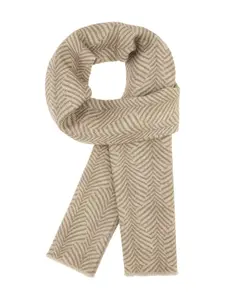 Шерстяной шарф с узором в елочку Boggi Milano, светло-бежевый