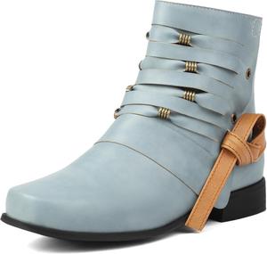 Женские ботильоны и короткие ботинки Roimaash с молнией для повседневной носки, Light-Blue
